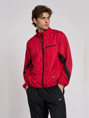 Vintage Gekko Gear Cycling Windbreaker Jacket Red Black Gorpcore Men’s Medium